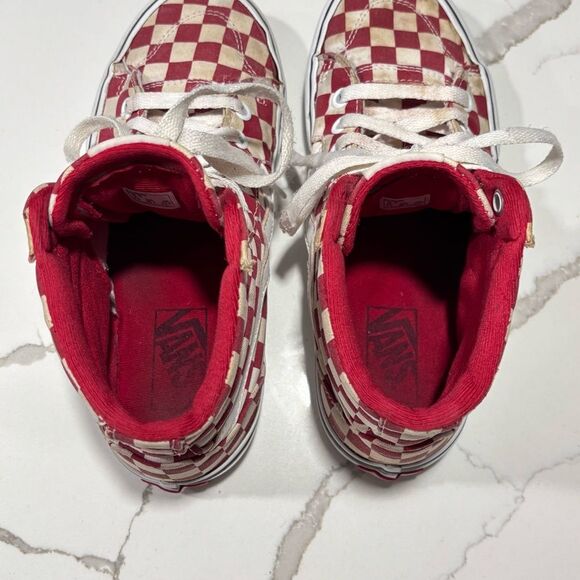 Vans Women’s Off the Wall SK8-Hi Red White Checkerboard Skater Sneakers Size 6.5 - Picture 13 of 15
